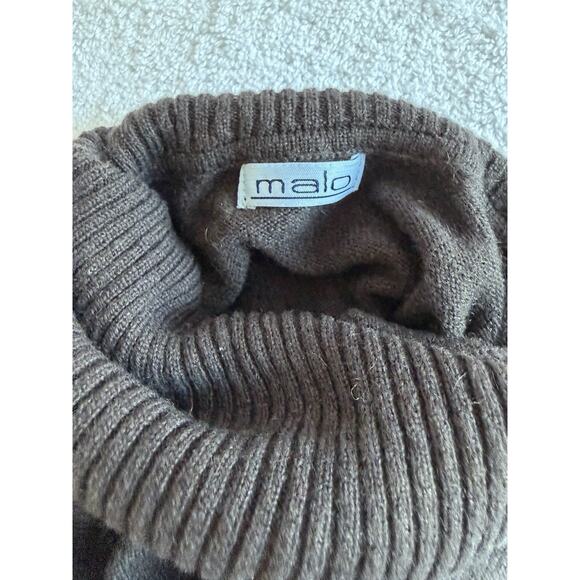 Malo 100% Cashmere Knee Length Fitted sweater Dress brown Italy Classic Sz-M - Picture 4 of 11